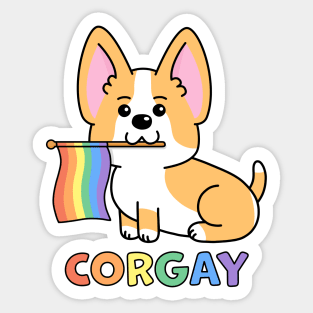 Corgi Corgay Pride Flag Pun Sticker